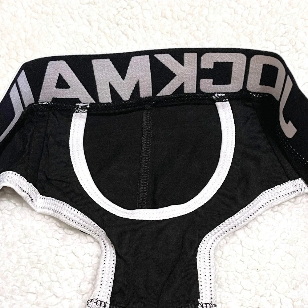 Jockmail Medium (27-30) Mens Enhancing Briefs Black White Logo Waistband JM340